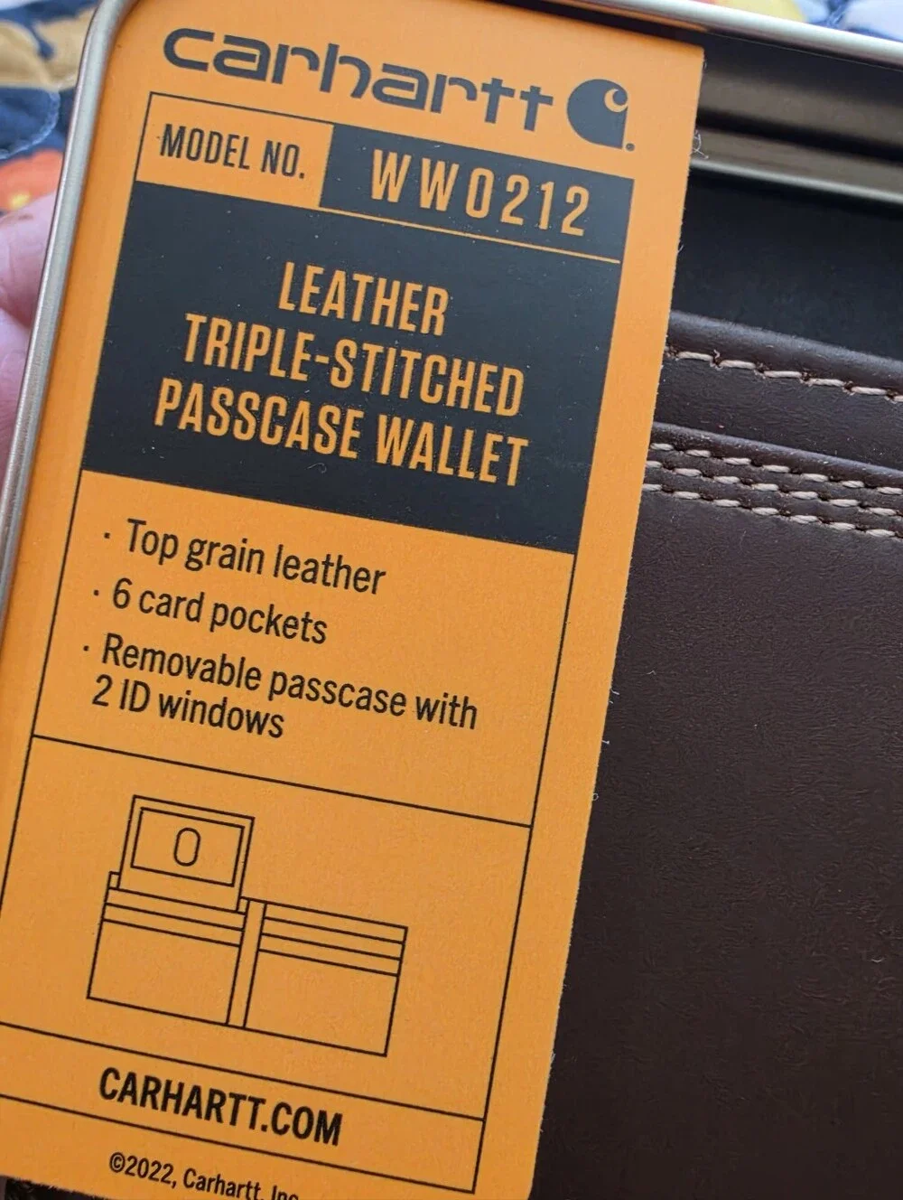 CARHARTT LEATHER TRIPLE-STITCHED PASSCASE WALLET